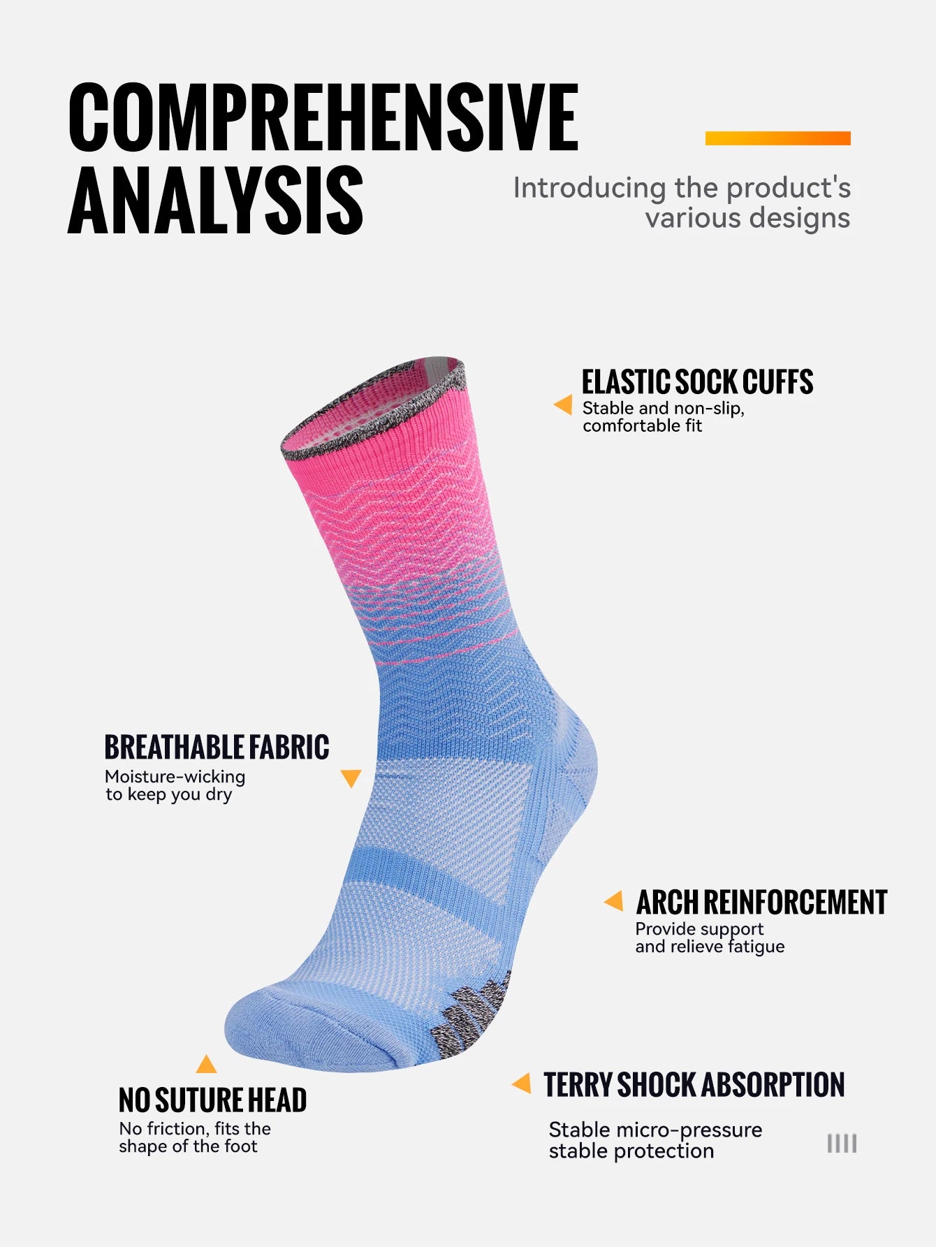 Compression Running Socks – Breathable Athletic Sports Crew Socks