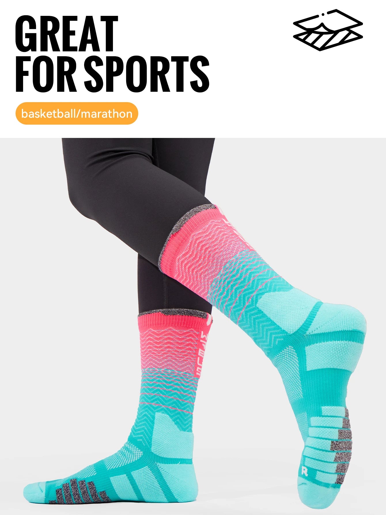 Compression Running Socks – Breathable Athletic Sports Crew Socks