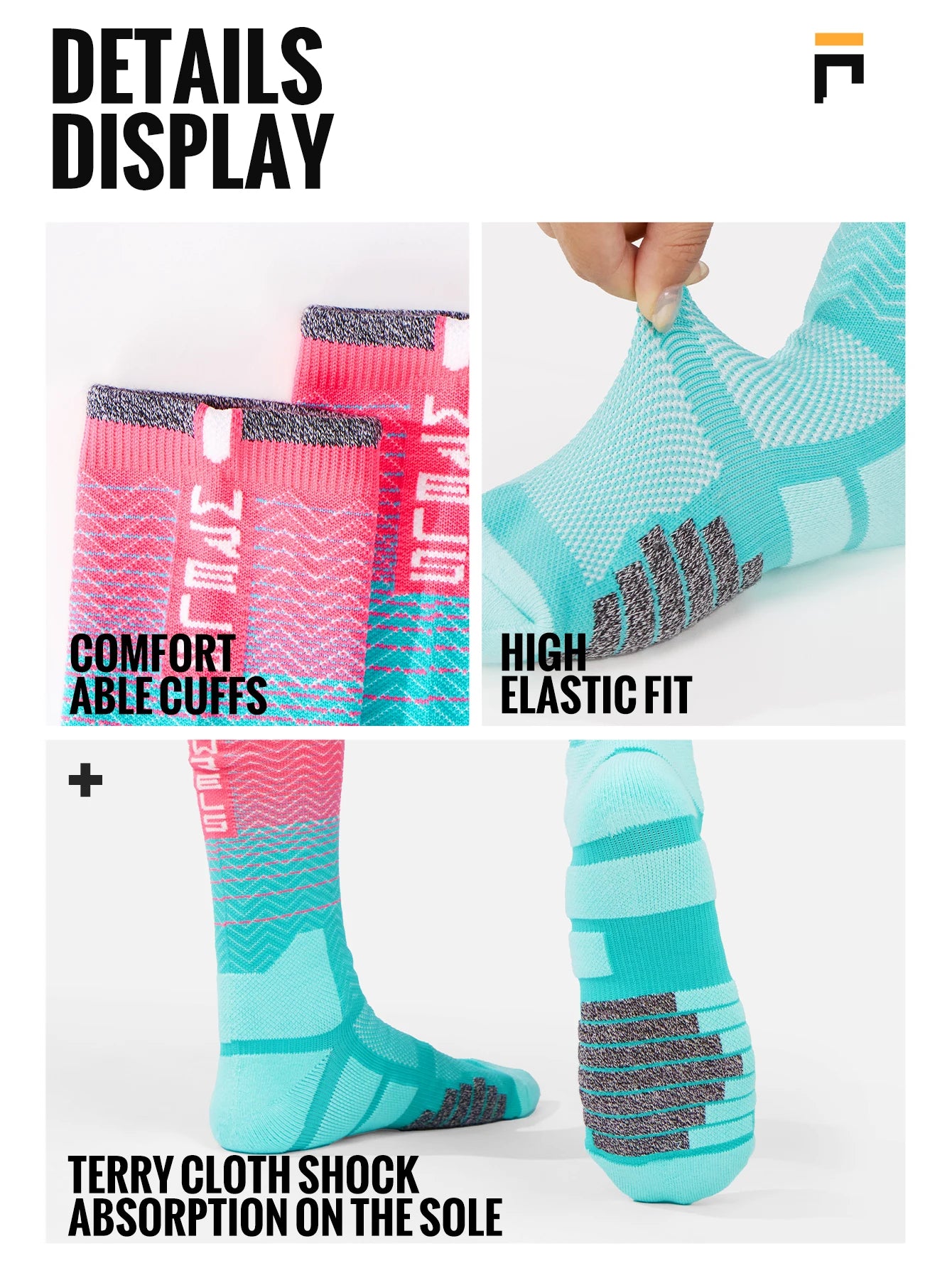 Compression Running Socks – Breathable Athletic Sports Crew Socks