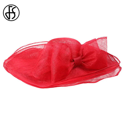 Women’s Oversized Bow Wide Brim Sun Hat – Elegant Beach & Church Hat