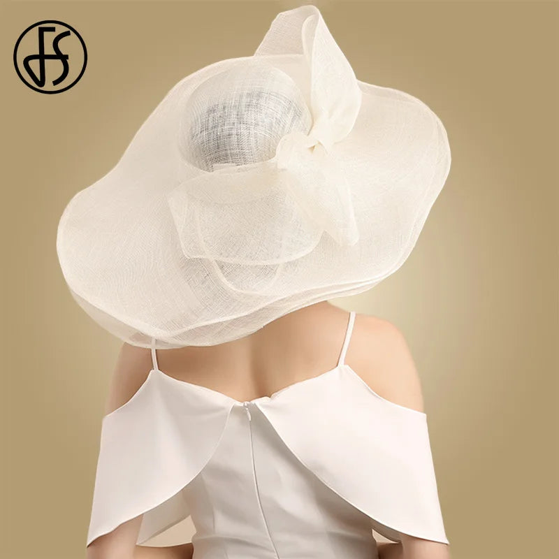 Women’s Oversized Bow Wide Brim Sun Hat – Elegant Beach & Church Hat