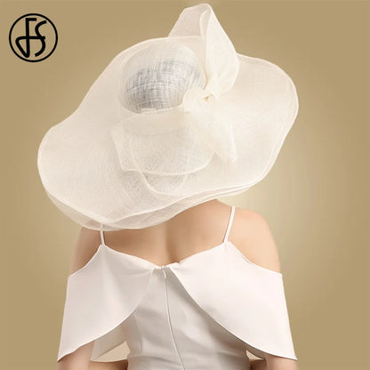 Women’s Oversized Bow Wide Brim Sun Hat – Elegant Beach & Church Hat