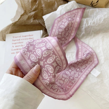 Vintage Paisley Hair Scarf for Women – Satin Headband Neck Tie Ribbon