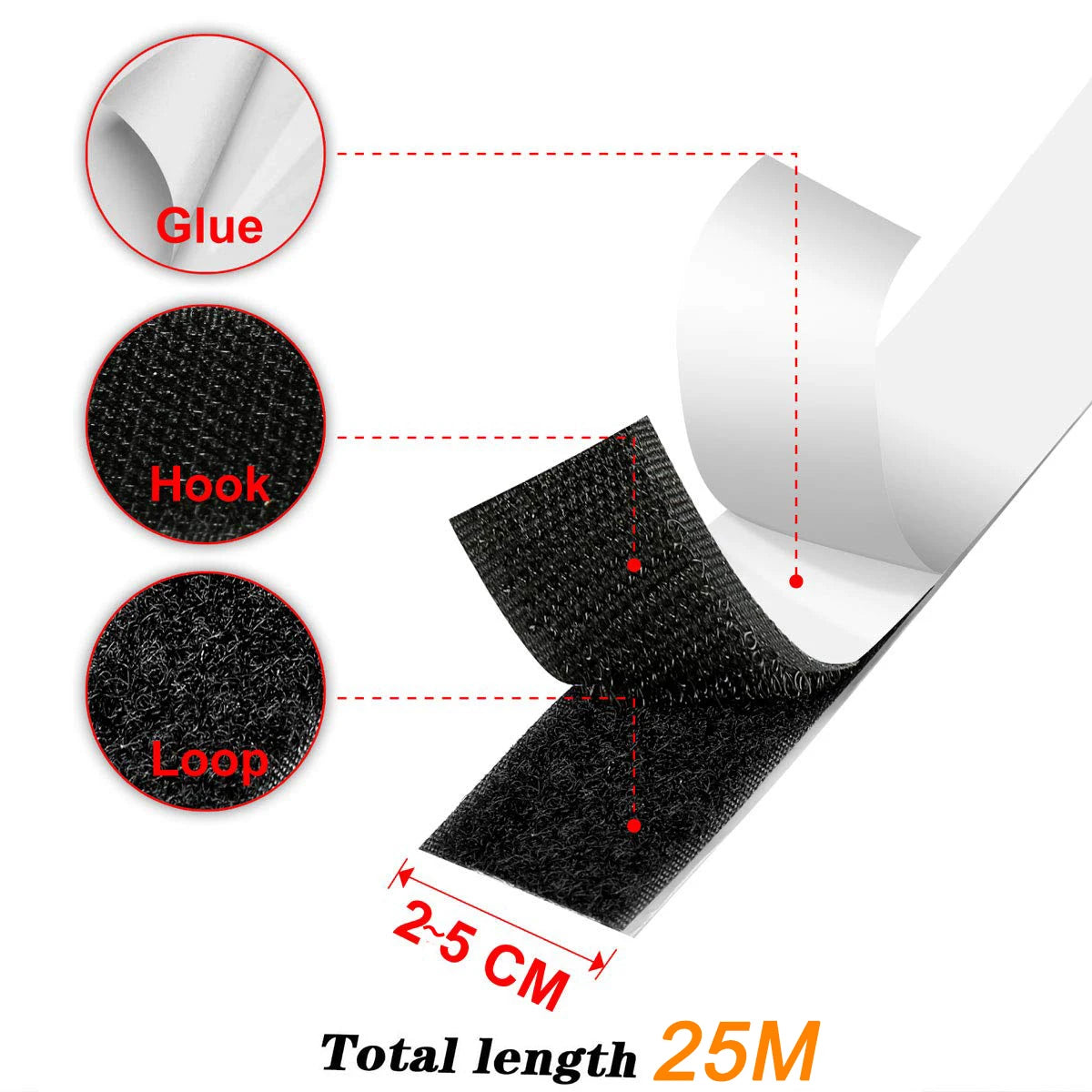 Heavy Duty Hook and Loop Tape – Self Adhesive Fastener Strip for Home & Office