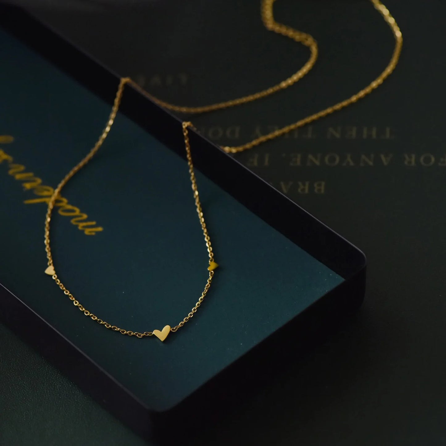Dainty Gold Heart Necklace – Minimalist Tiny Heart Chain Necklace for Women