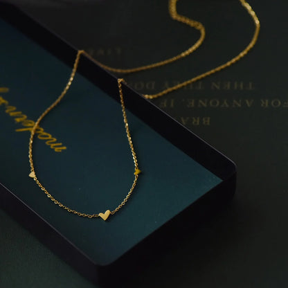 Dainty Gold Heart Necklace – Minimalist Tiny Heart Chain Necklace for Women