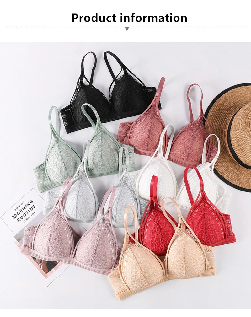 Sexy Lace Bralette for Women – Soft Wireless Push Up Bra