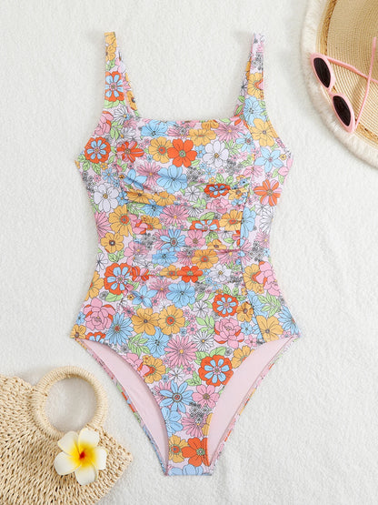Pleated One Piece Swimsuit Women Push Up Monokini Plus Size Summer Beachwear