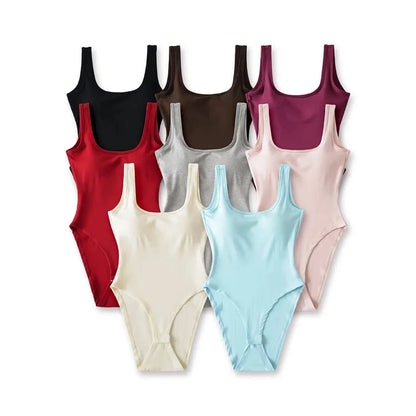 Women's Sculpting Modern Low Back Tank Bodysuit With Bra Insert