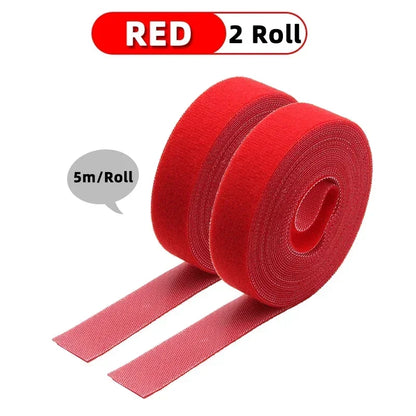 5m/roll Reusable Cable Management Strap Roll – Hook & Loop Fastener Tape