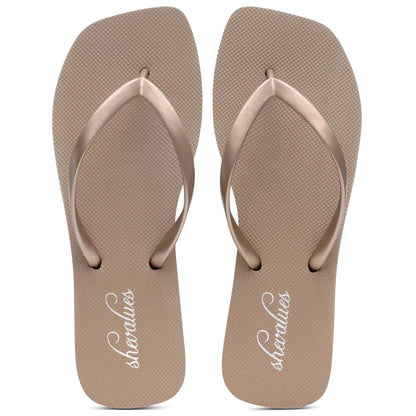 Gacimy Summer Women's Flip Flops Fashion Square Toe Flip Flops Comfort Lightweight Rubber Beach Pool Thong Sandals Bath Slippers