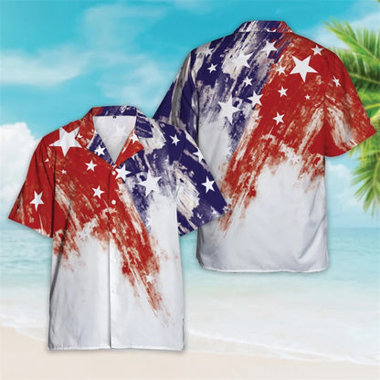 Patriotic American Flag Hawaiian Shirt – Men’s Summer Button Down Shirt