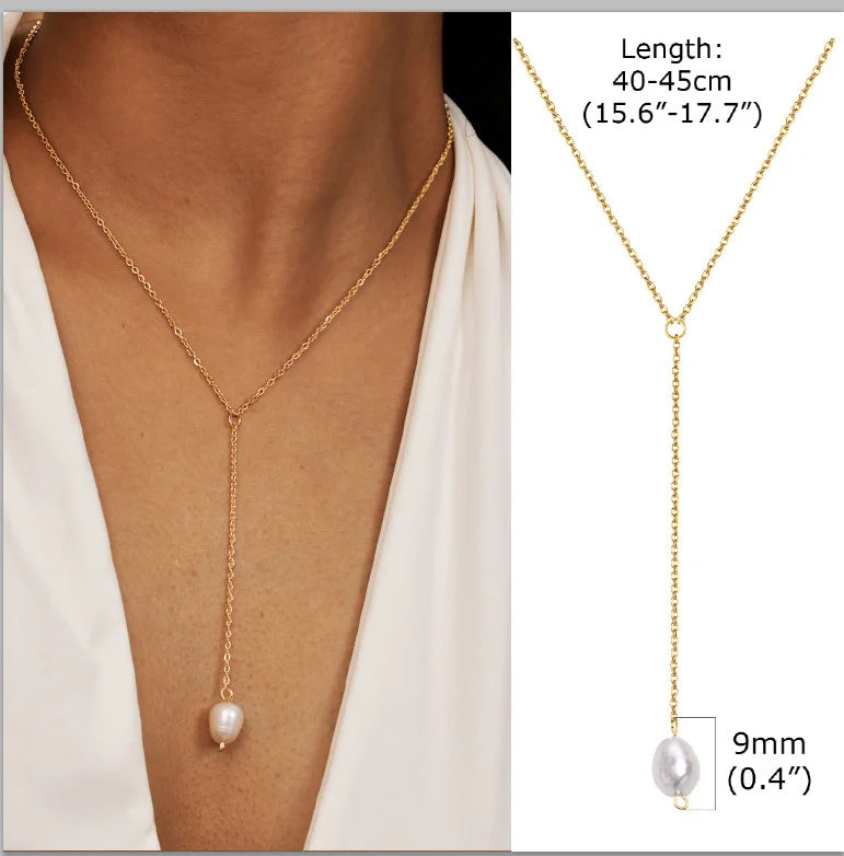 Gold Layered Y Necklace – Minimalist Dainty Lariat Necklace for Women Elegant Jewelry
