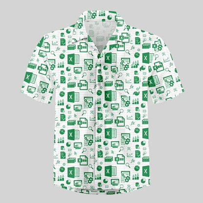 Funny Excel Spreadsheet Hawaiian Shirt 3D Print Y2K Vacation Button Up Shirt
