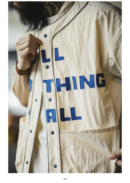 Men’s Oversized Streetwear Shirt – Japanese Retro Baseball Jersey