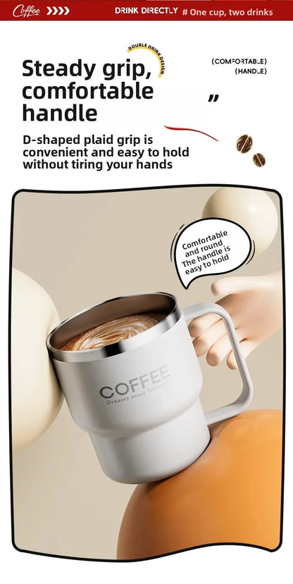 Insulated Coffee Mug with Straw – Stainless Steel Travel Cup for Coffee, Tea & Office Desk Drinkware
