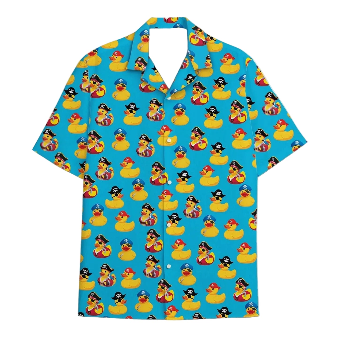 Skeleton Pirate Captain Hawaiian Shirt Cartoon Summer Beach Button Up