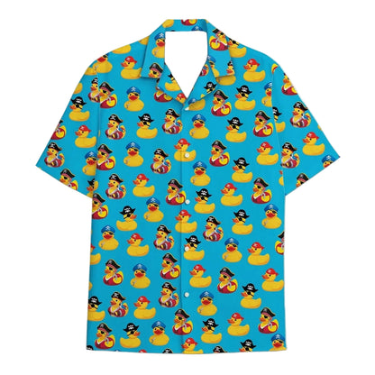Skeleton Pirate Captain Hawaiian Shirt Cartoon Summer Beach Button Up