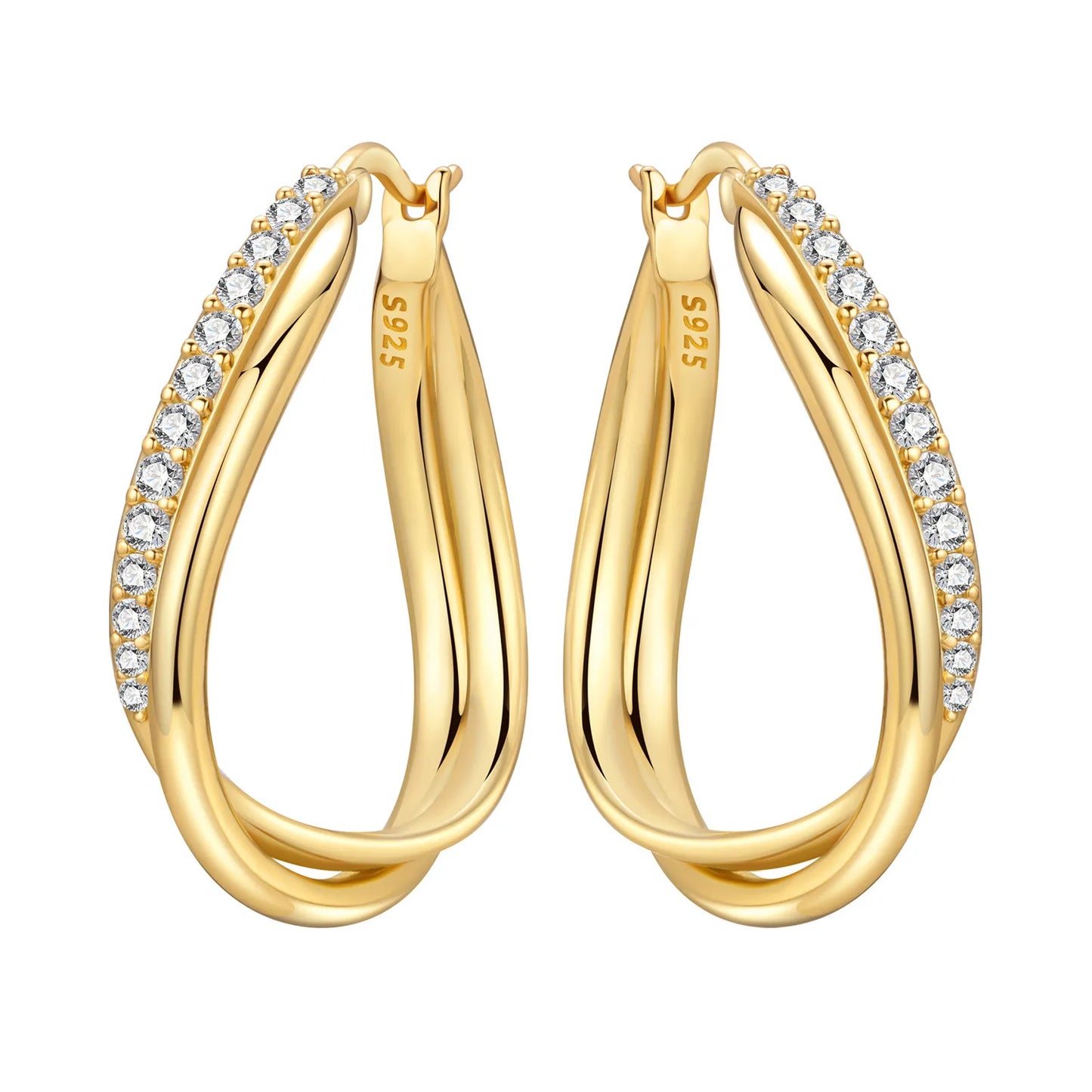 925 Sterling Silver Hoop Earrings – Minimalist Layered Huggie Earrings for Women