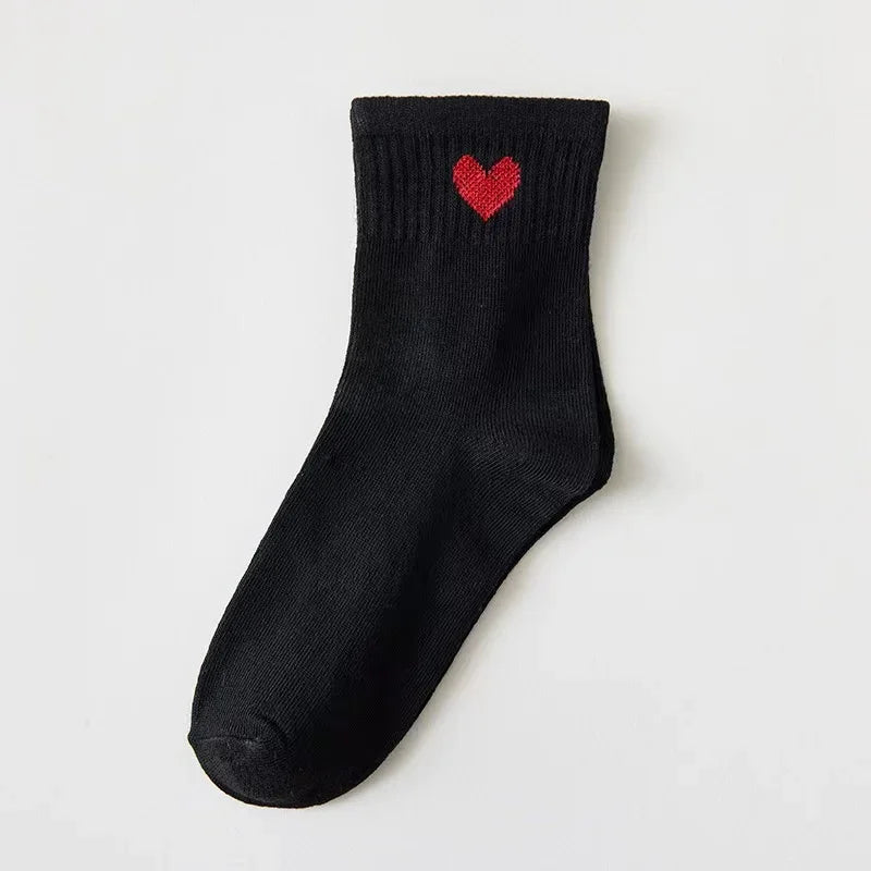 Cute Heart Ankle Socks – Women’s Kawaii White Cotton Sock Set