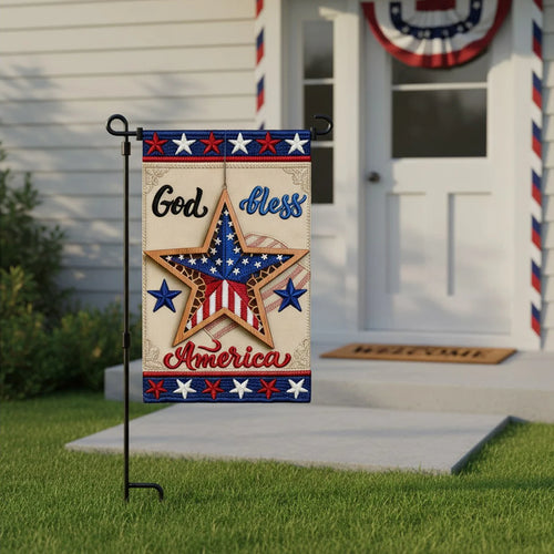 America Garden Flag, 3-Layer Knitted Polyester Double Sided 4th of July Decor