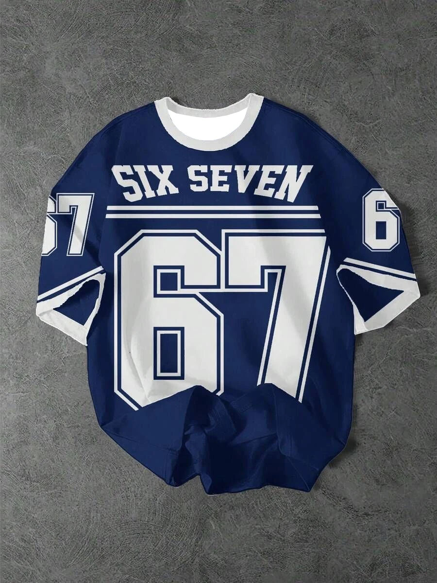 Six Seven New York Leopard Print Jersey T-Shirt Women Retro Streetwear Oversized Casual Graphic Tee