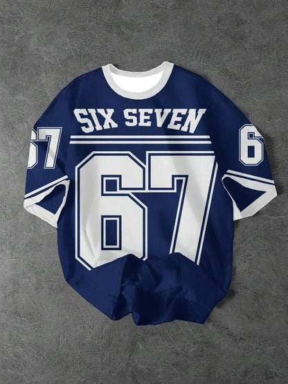 Six Seven New York Leopard Print Jersey T-Shirt Women Retro Streetwear Oversized Casual Graphic Tee