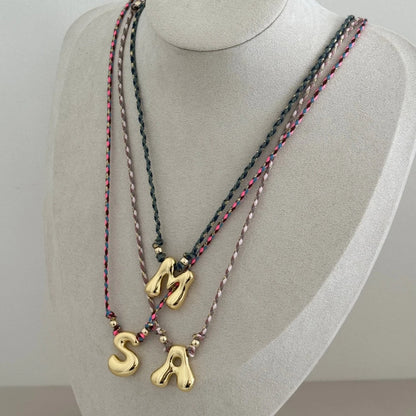 Personalized Bubble Initial Necklace – Gold Letter Pendant Necklace for Women Trendy Jewelry