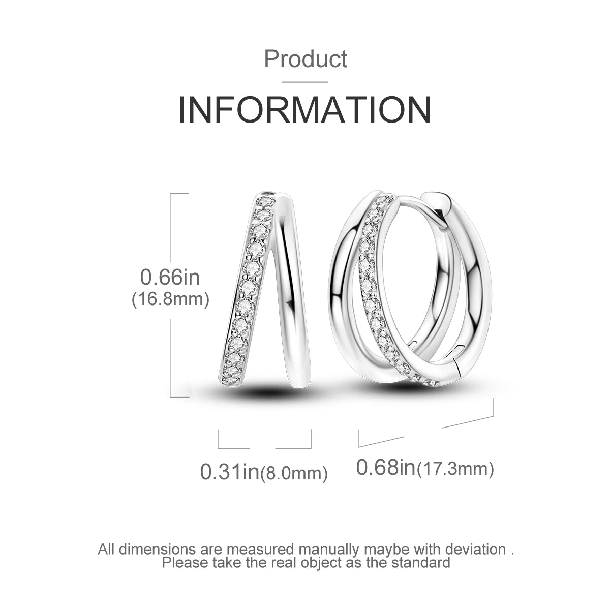 925 Sterling Silver Hoop Earrings – Minimalist Layered Huggie Earrings for Women