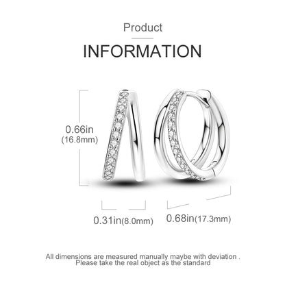 925 Sterling Silver Hoop Earrings – Minimalist Layered Huggie Earrings for Women