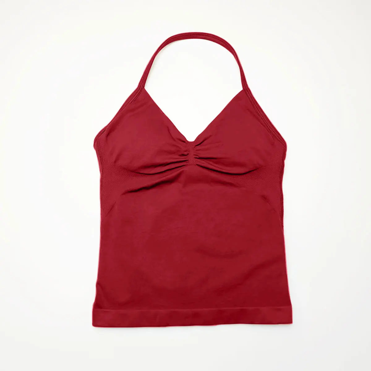 Pink Halter Neck Ruched Active Tank Top