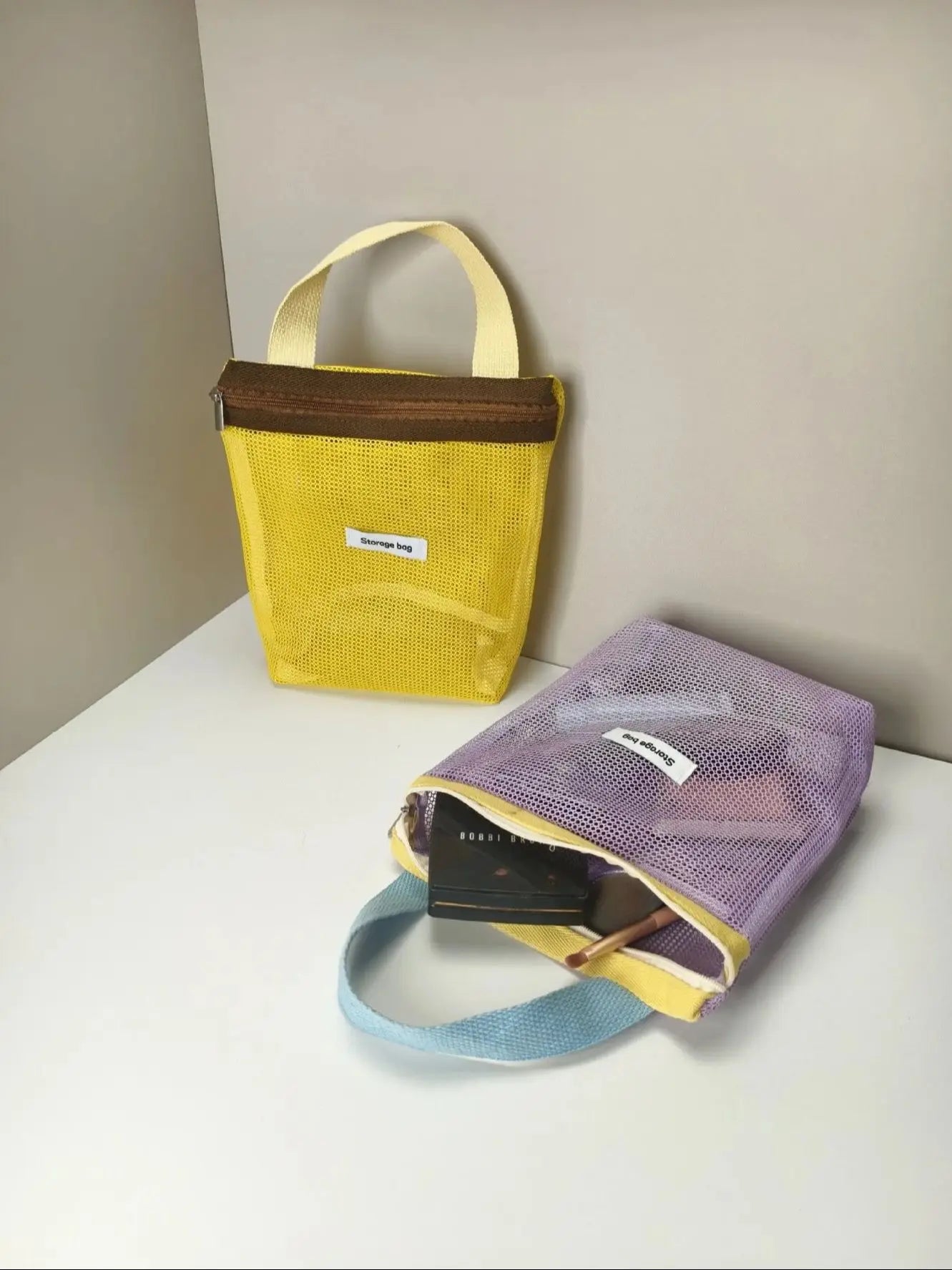 Colorful Mesh Storage Tote Bags – Reusable Portable Organizer Bags for Travel & Daily Use