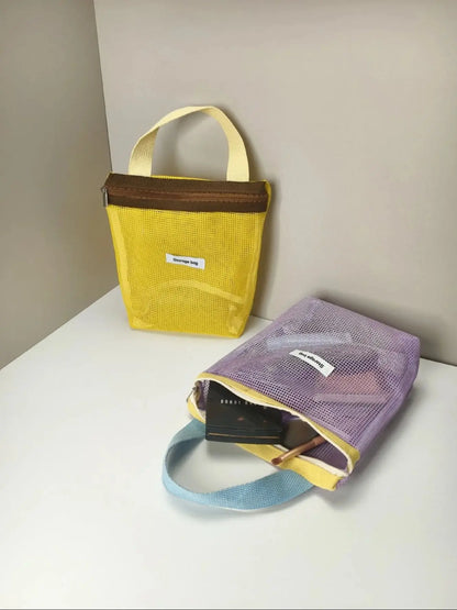 Colorful Mesh Storage Tote Bags – Reusable Portable Organizer Bags for Travel & Daily Use