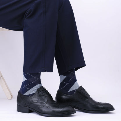5 Pairs Men’s Dress Crew Socks Set – Classic Patterned Business Casual Socks