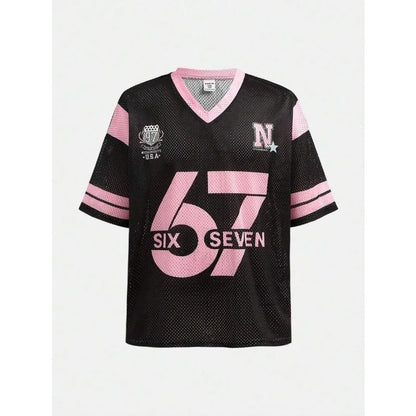 Six Seven New York Leopard Print Jersey T-Shirt Women Retro Streetwear Oversized Casual Graphic Tee