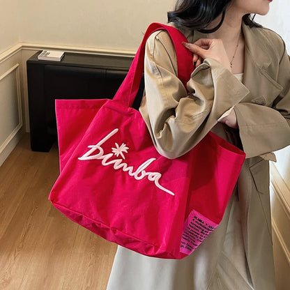 Large Capaci Canvas Tote Bag Women's 2026 New High-End Embroidered Casual op Bag Mom Sle Commuter Bag