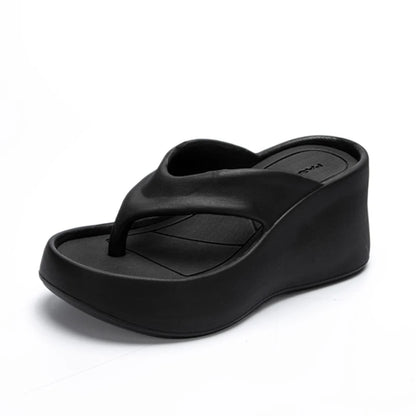 Women's Clip Toe Wedge Flip Flops 2026 Summer Chunky Platform Beach Sandals Woman Thick Sole High Heeled Eva Slippers Slides