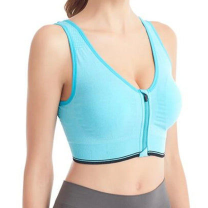 Women’s Front Zip Sports Bra – High Support Seamless Workout Bra for Yoga, Running & Fitness