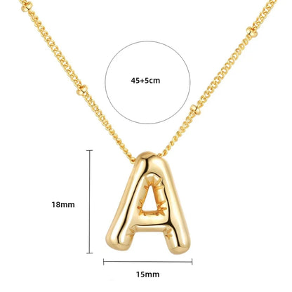 Personalized Bubble Initial Necklace – Gold Letter Pendant Necklace for Women Trendy Jewelry