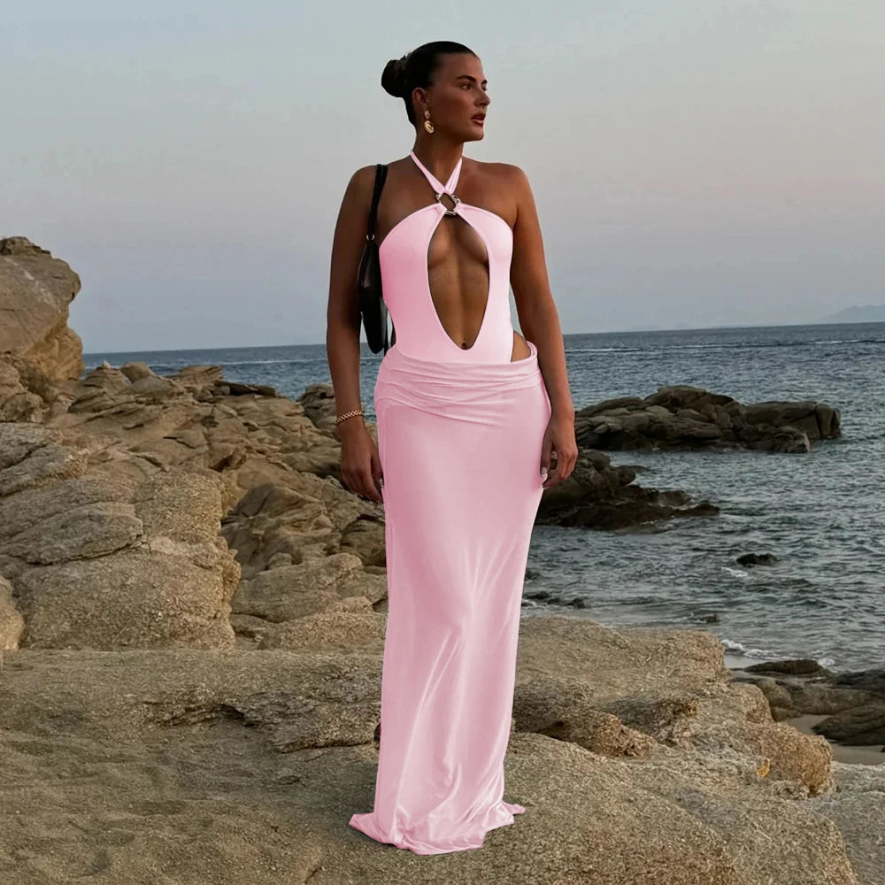 Hollow Out Bikini Set Women Swimwear with Long Skirt Cover Up Beachwear