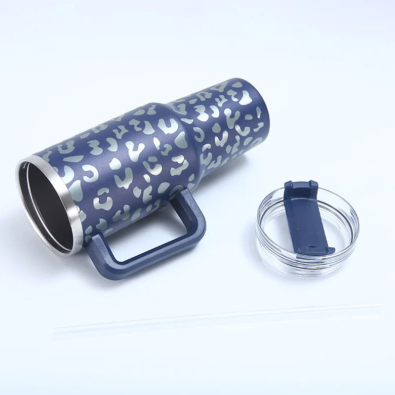 40oz Stainless Steel Vacuum Insulated Travel Mug with Handle Straw Lid