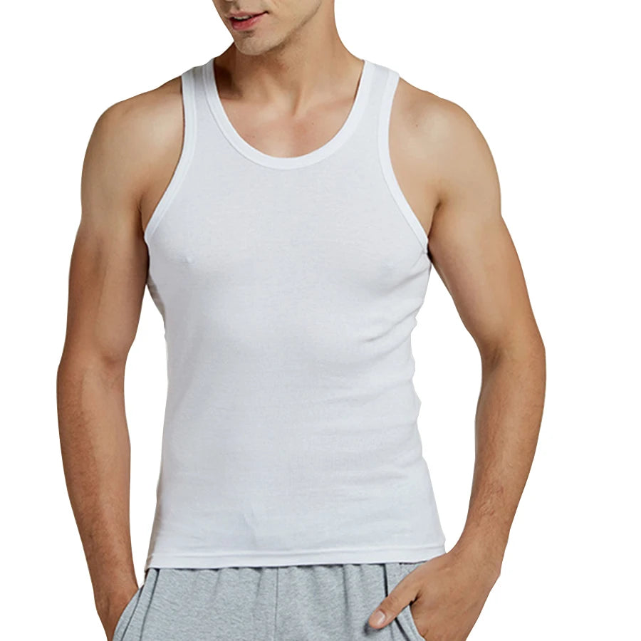 Tank Tops Men 2026 Summer 100% Cotton Cool Fitness Vest Sleeveless Tops Gym Slim Colorful Casual Undershirt