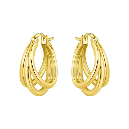 925 Sterling Silver Hoop Earrings – Minimalist Layered Huggie Earrings for Women
