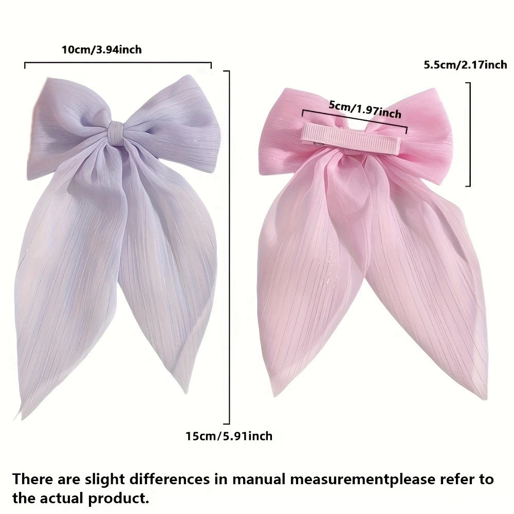 11PCS Satin Bow Hair Clip Set – Elegant Long Ribbon Barrettes for Women & Girls