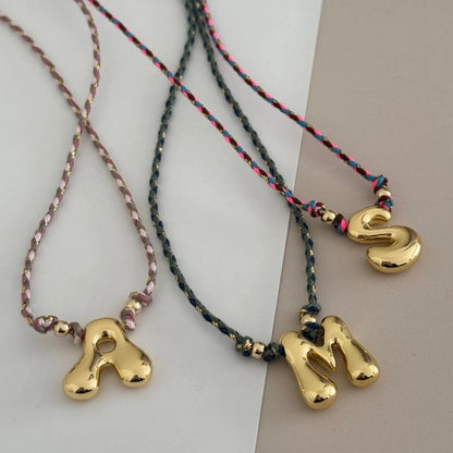 Personalized Bubble Initial Necklace – Gold Letter Pendant Necklace for Women Trendy Jewelry
