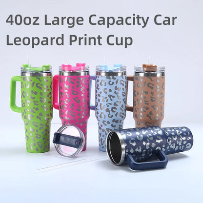 40oz Stainless Steel Vacuum Insulated Travel Mug with Handle Straw Lid