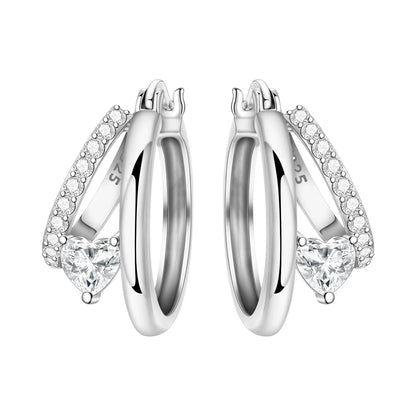 925 Sterling Silver Hoop Earrings – Minimalist Layered Huggie Earrings for Women