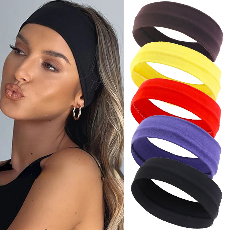 Stretch Sports Headband Set – Non Slip Wide Workout Headbands for Women & Men