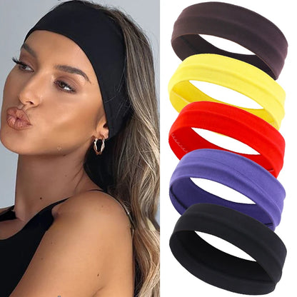 Stretch Sports Headband Set – Non Slip Wide Workout Headbands for Women & Men