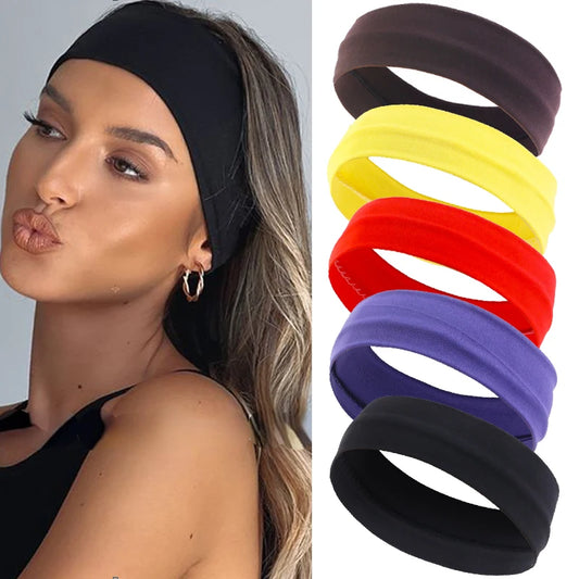 Stretch Sports Headband Set – Non Slip Wide Workout Headbands for Women & Men